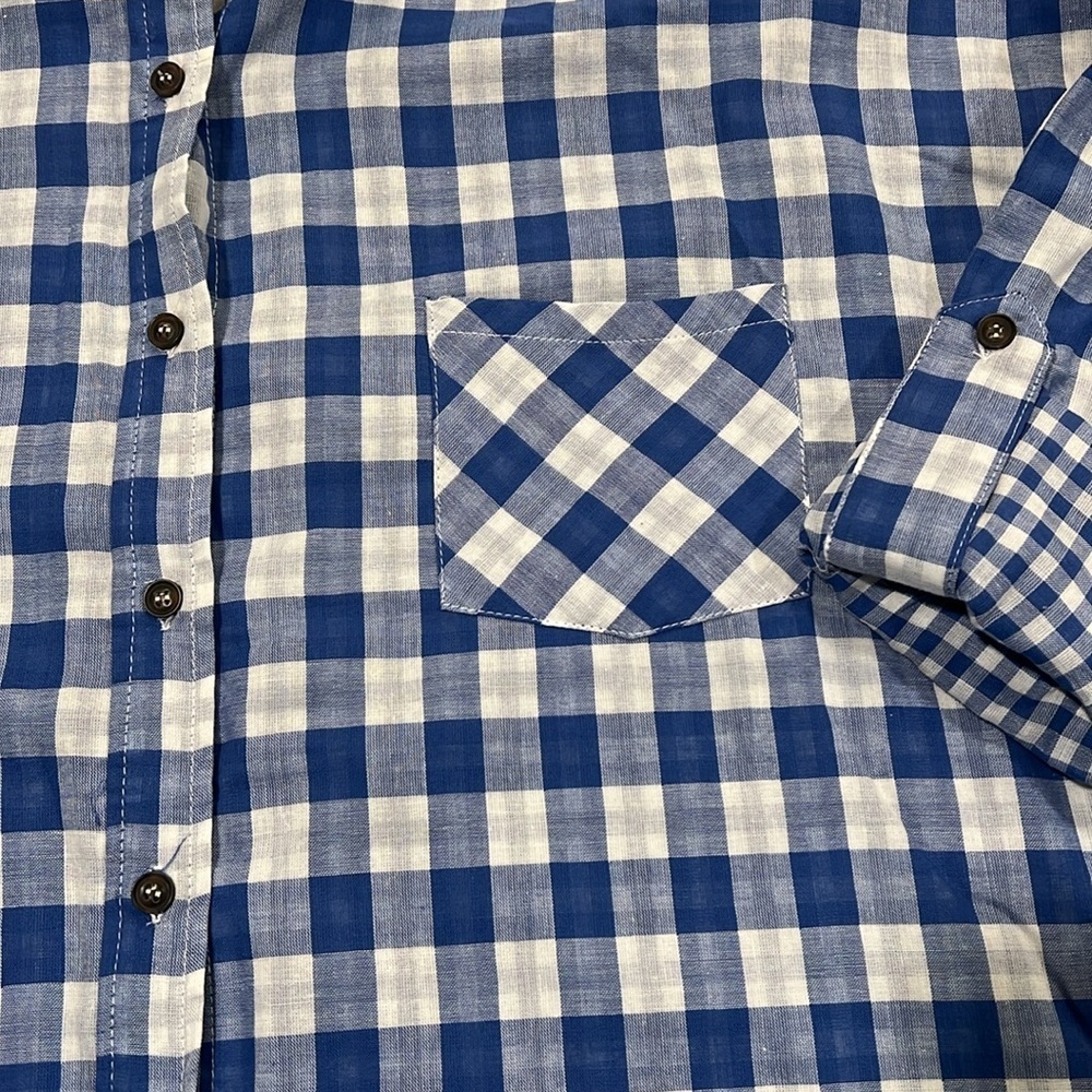 Lac‎ Bleu - boutique, white and blue plaid checkered tunic - Picture 4 of 7
